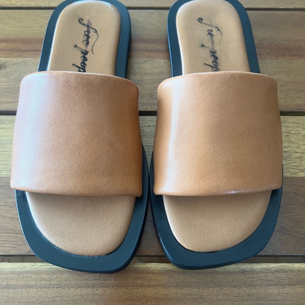 Free People Tan Slide Sandals